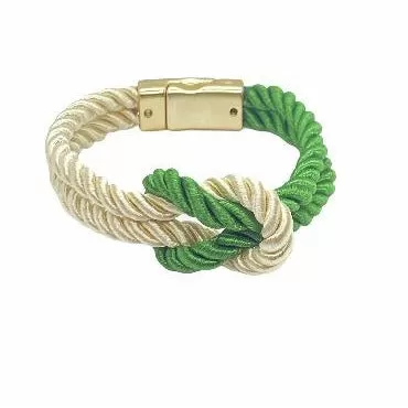 The Original Love Knot Satin Rope Bracelet- Green and White