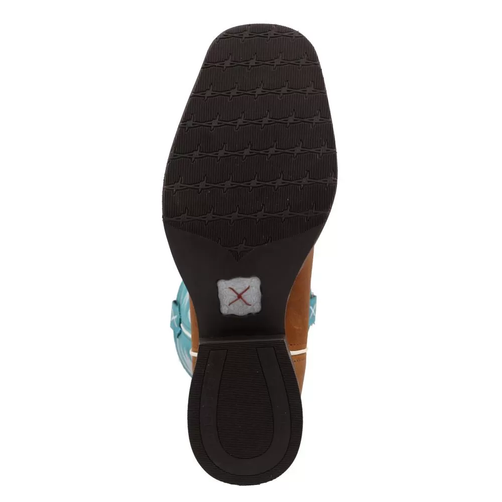 'Twisted X' Men's 12 Hooey Western Square Toe - Gingerbread / Turquoise