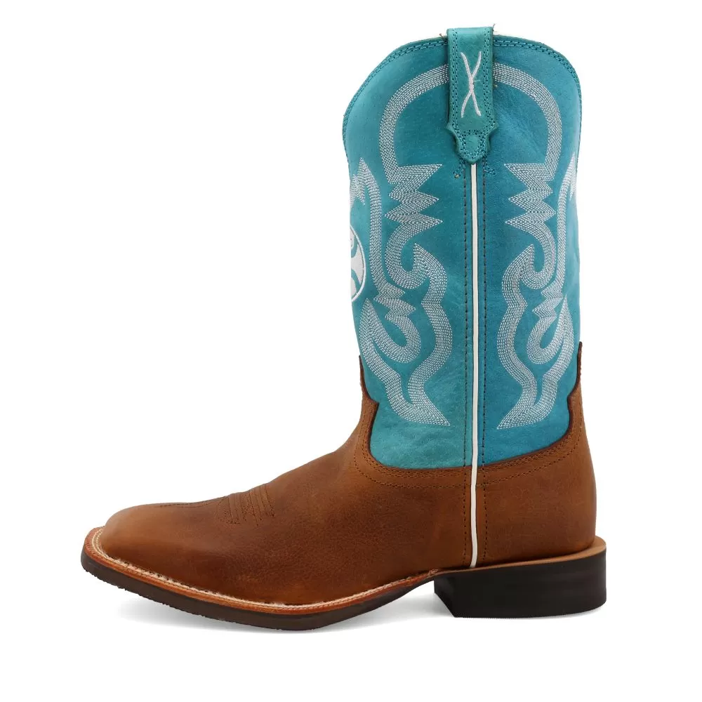 'Twisted X' Men's 12 Hooey Western Square Toe - Gingerbread / Turquoise