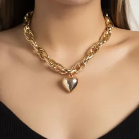 Upgrade Your Style with Our Simple Hip Hop Heart Chain Necklace for Women