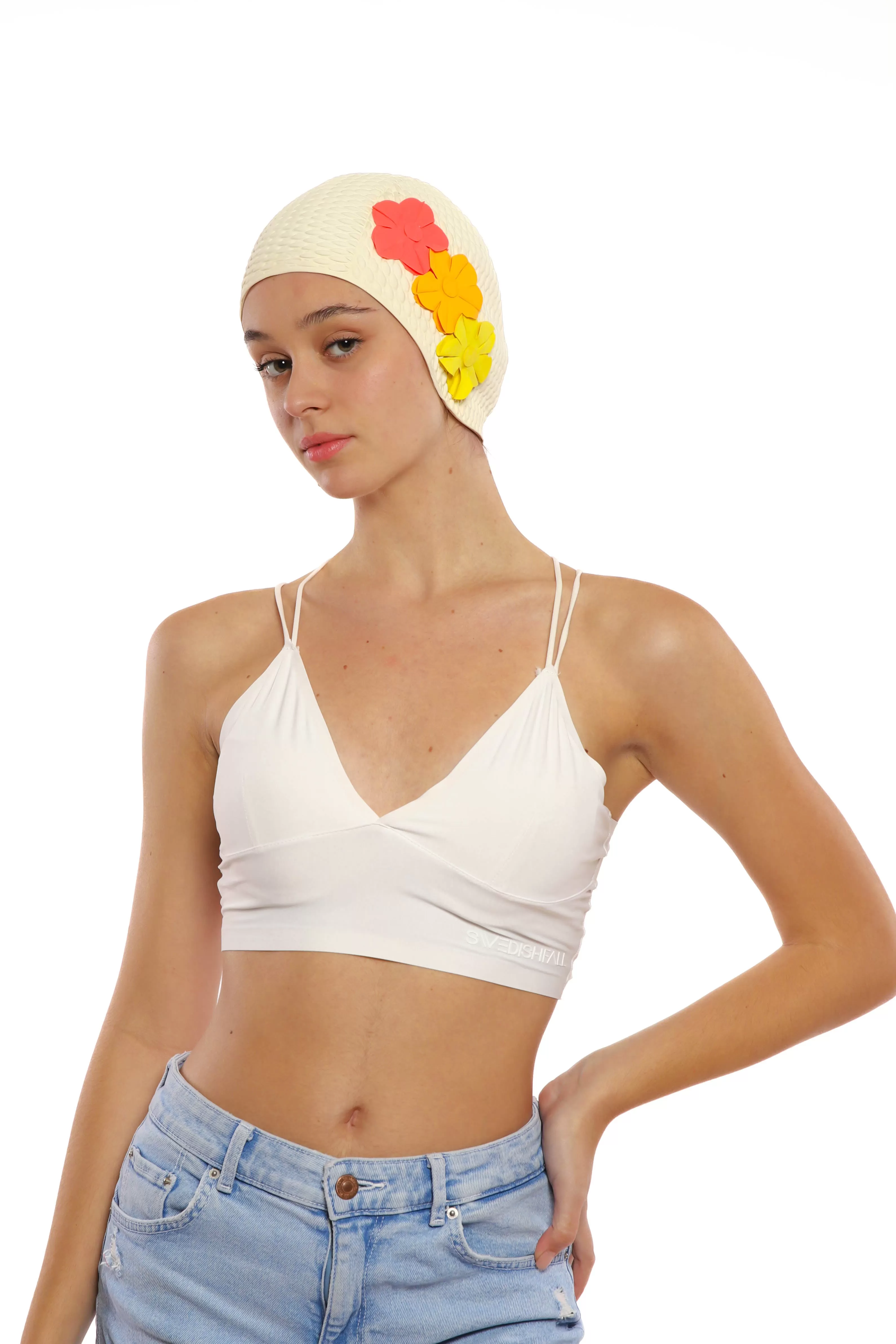 Vintage 3 Flowers Swim Cap