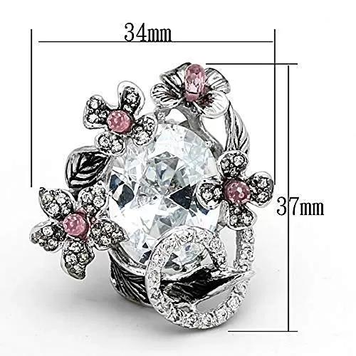 WildKlass Stainless Steel Easter Ring Rhodium   Ruthenium Women AAA Grade CZ Multi Color