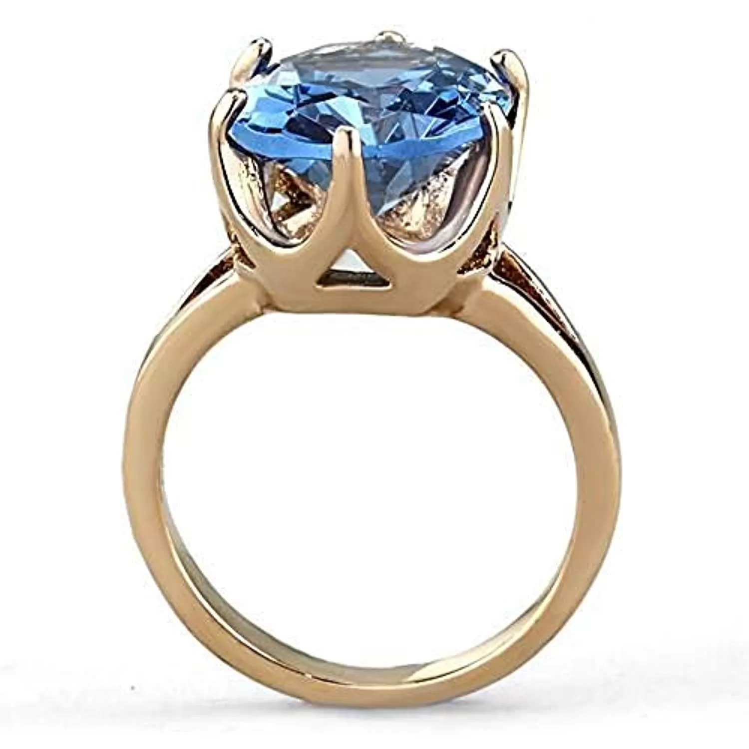 WildKlass Stainless Steel Oval Ring IP Rose Gold Women Synthetic London Blue