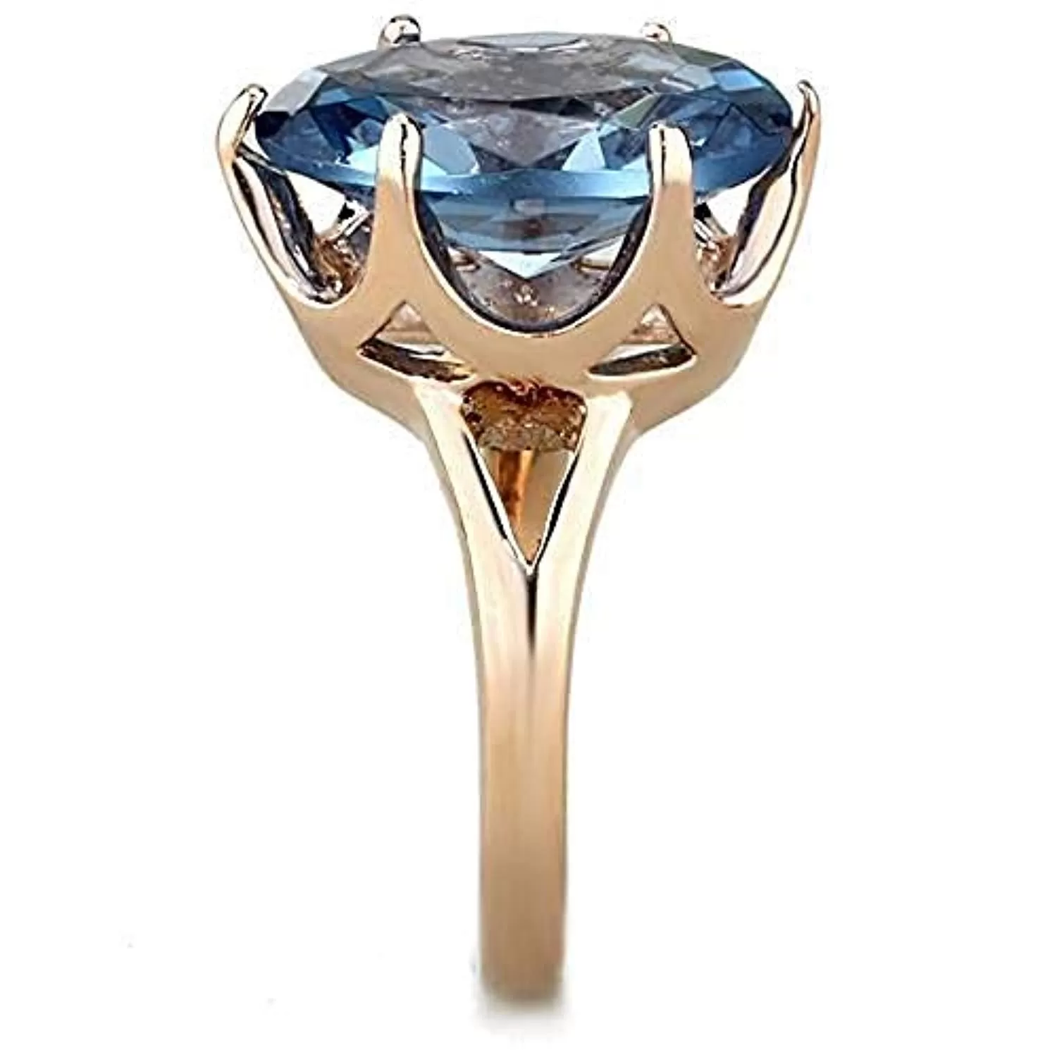 WildKlass Stainless Steel Oval Ring IP Rose Gold Women Synthetic London Blue