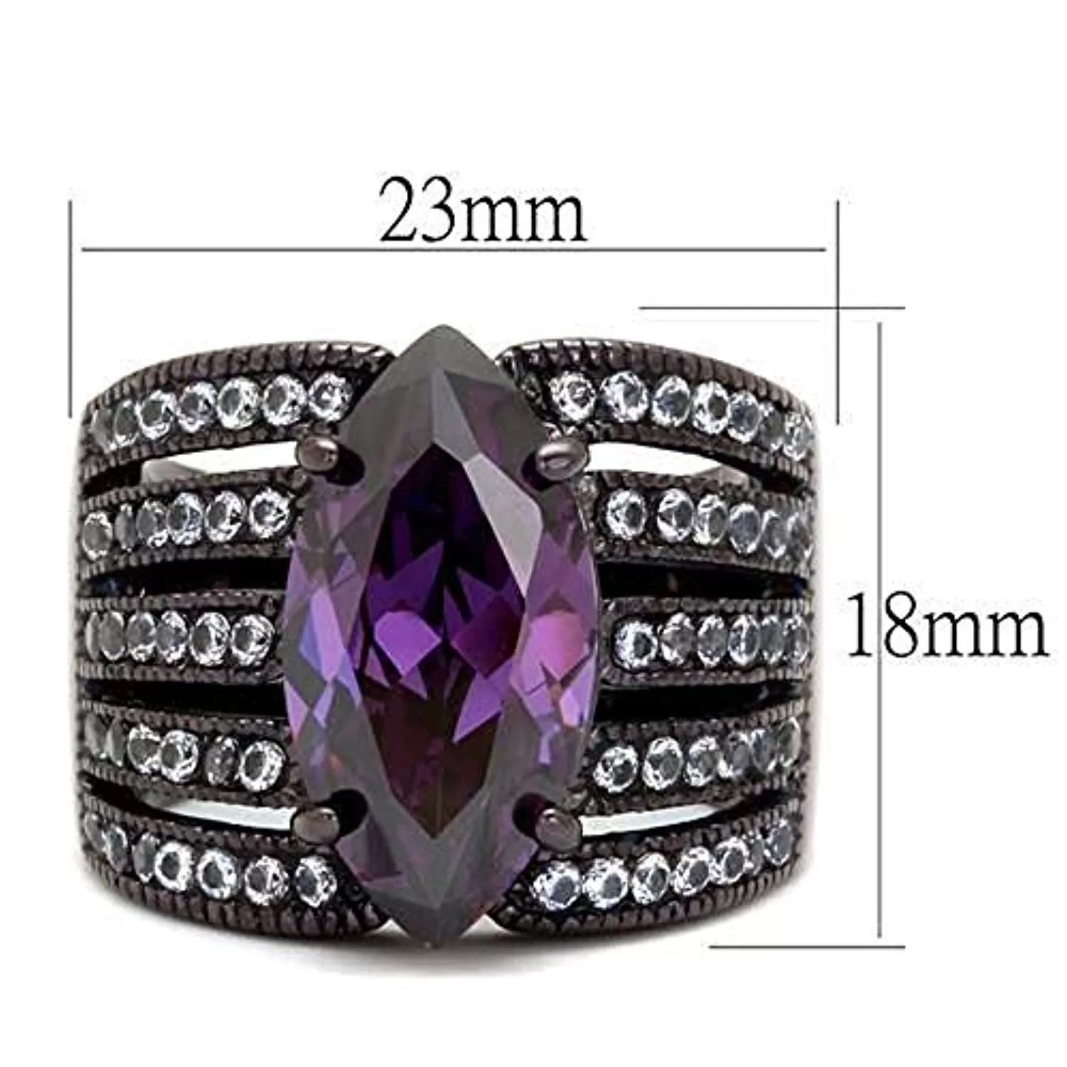 WildKlass Stainless Steel Ring IP Dark Brown (IP Coffee) Women AAA Grade CZ Amethyst