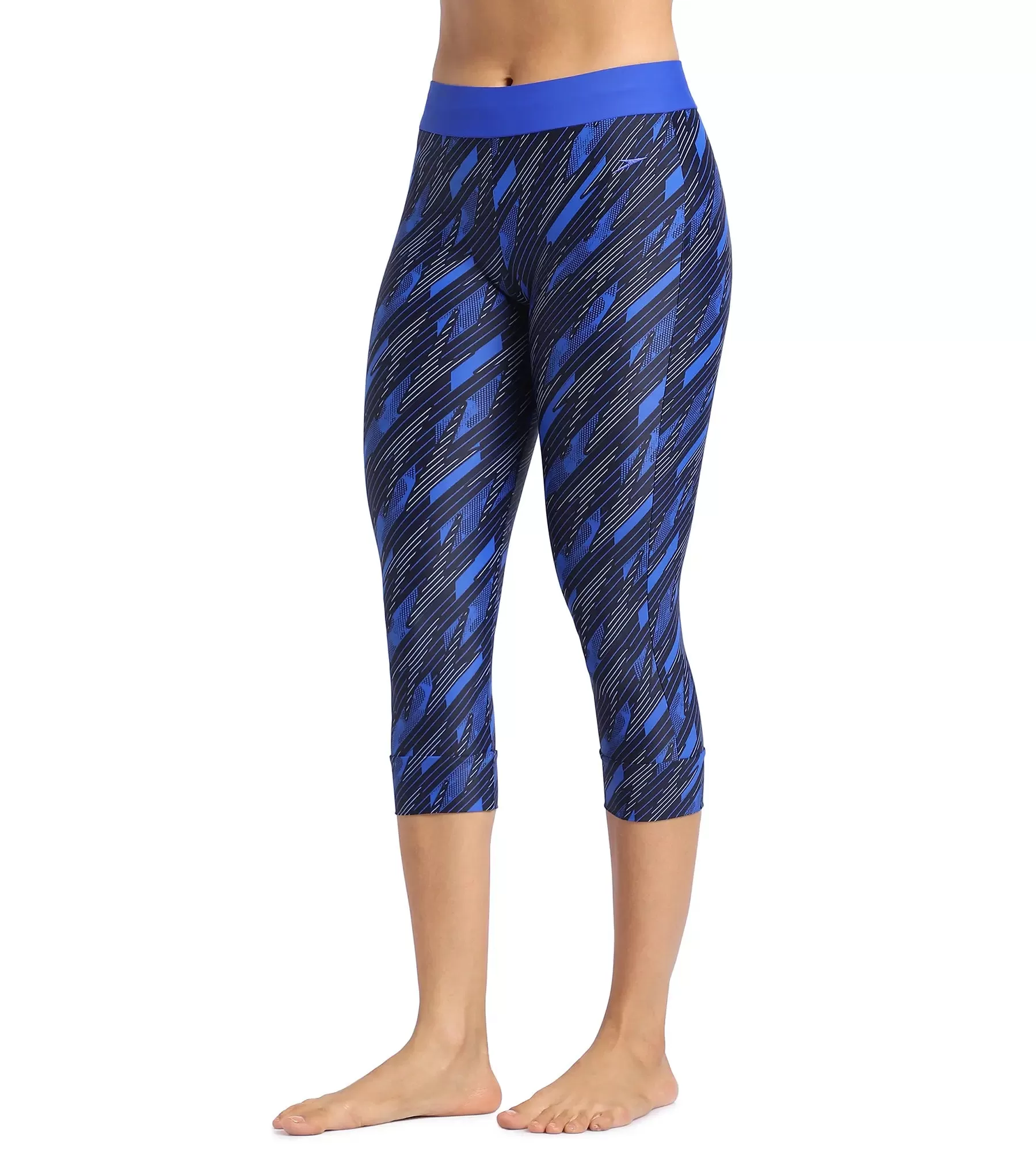 Women's Endurance Hyperboom Contrast Swim Capri   - Truenavy  &  Truecobalt