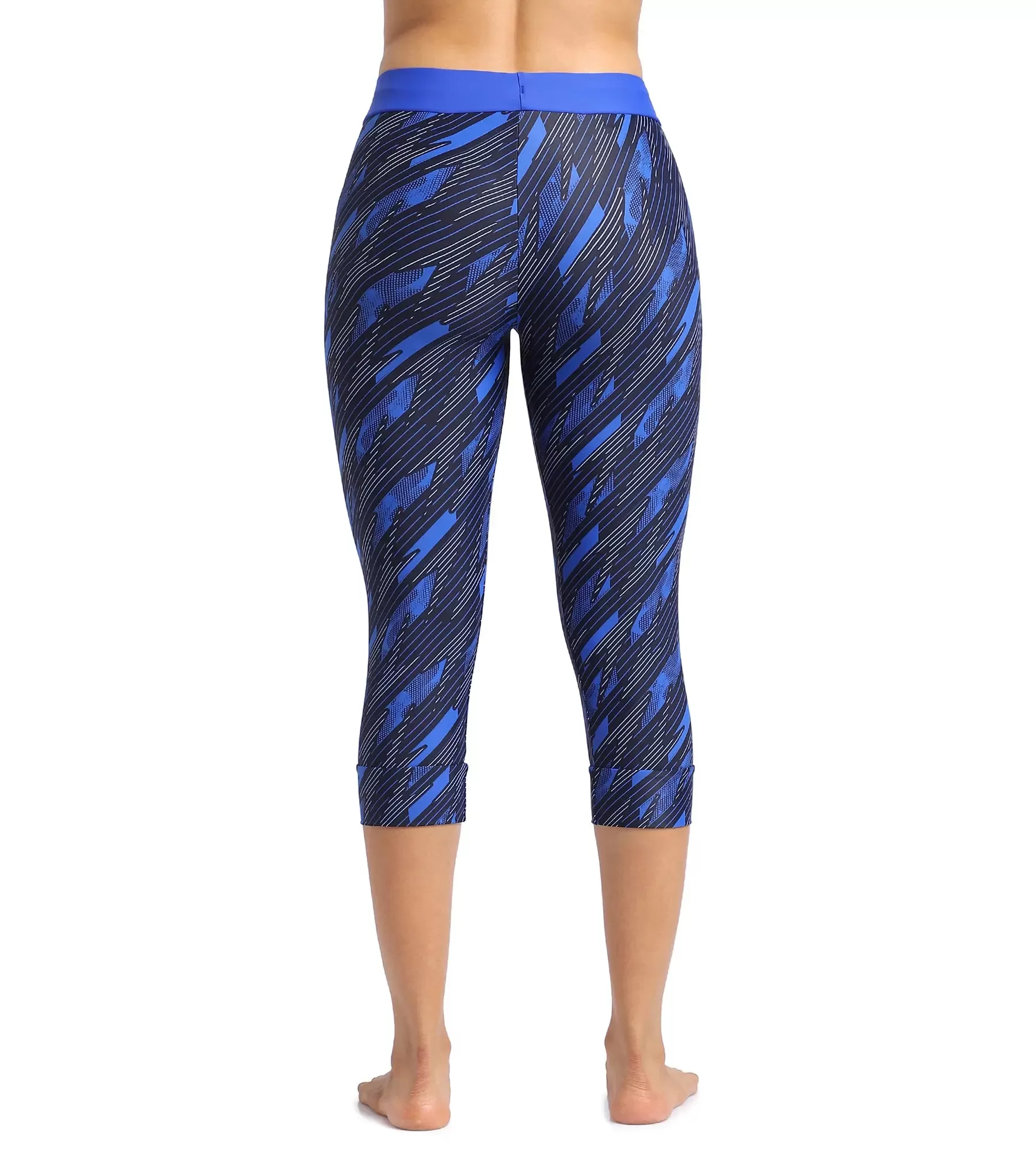 Women's Endurance Hyperboom Contrast Swim Capri   - Truenavy  &  Truecobalt