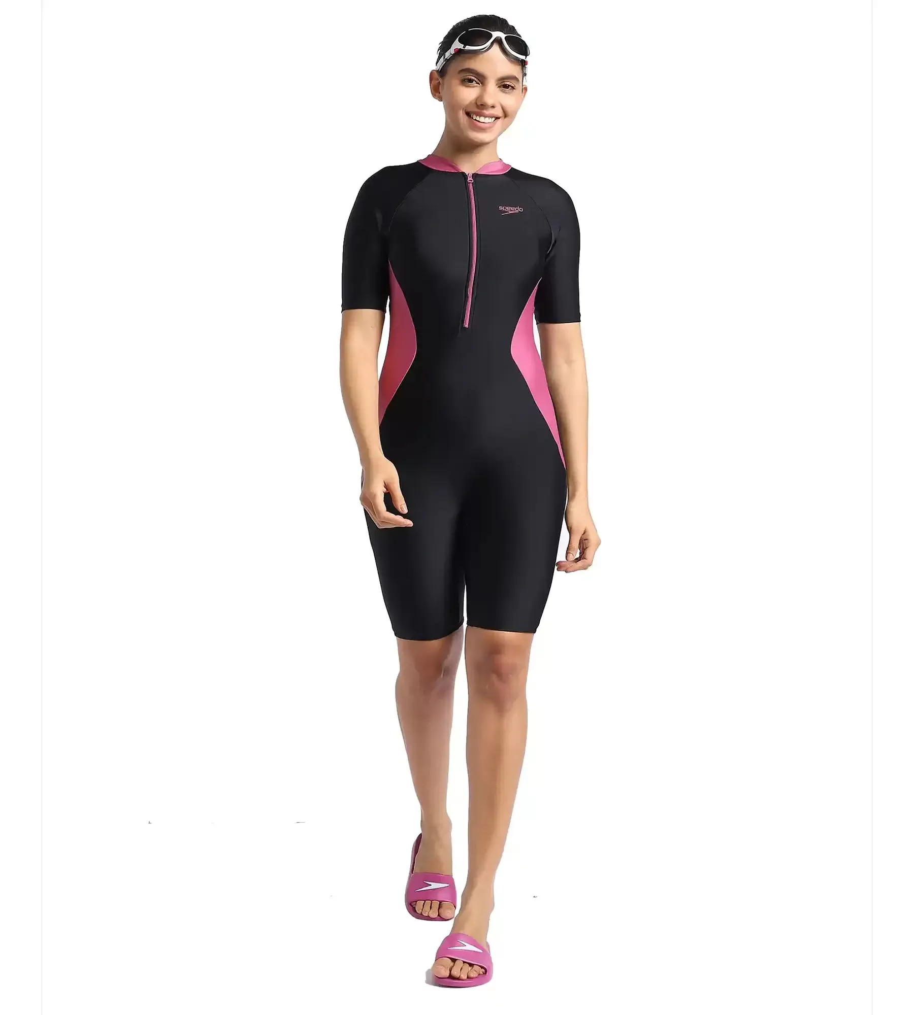 Women's Endurance Sport Shorts - Black & Electric Pink